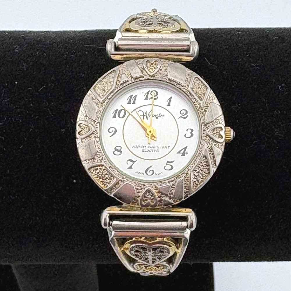 Wrangler Womens Western Heart‎ Watch Silver Gold Tone Stretch Band